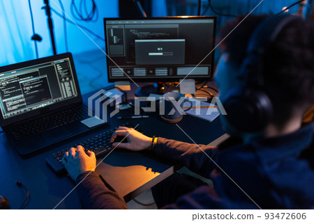 hacker using computer virus for cyber attack hacker using computer virus for cyber attack 93472606