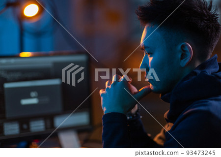 hacker using computer virus for cyber attack 93473245