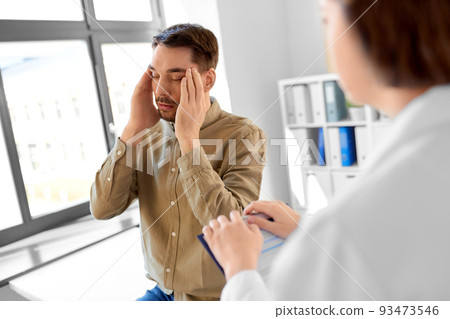 doctor and man with health problem at hospital doctor and man with health problem at hospital 93473546