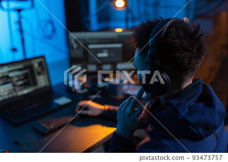 hacker using computer virus for cyber attack 93473757