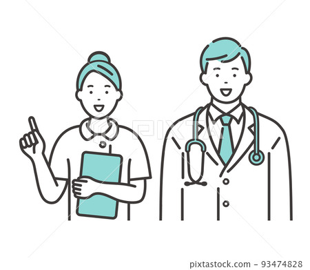 微笑的年輕男醫生和女護士擺姿勢解釋 微笑的年輕男醫生和女護士擺姿勢解釋 93474828