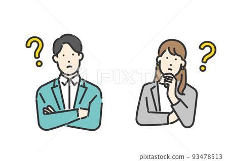 感到懷疑的西裝的商務人士的圖像插圖素材 93478513