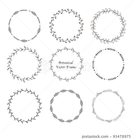 手繪套圓花框/白色背景/時尚/可愛/標題/背景/簡單/植物/葉子/框架 手繪套圓花框/白色背景/時尚/可愛/標題/背景/簡單/植物/葉子/框架 93478975