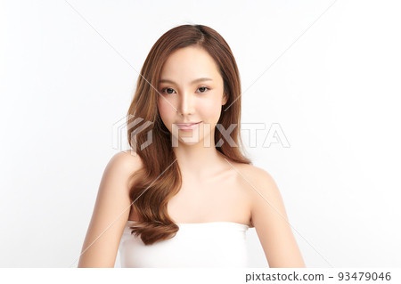 Beautiful young asian woman with clean fresh skin on white background, Face care, Facial treatment, Cosmetology, beauty and spa, Asian women portrait. 93479046
