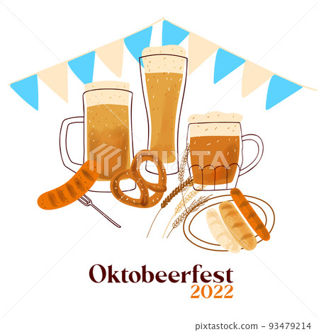 Octobeerfest 2022 illustration with stylized beer Octobeerfest 2022 illustration with stylized beer 93479214