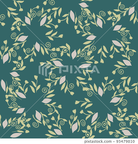 Seamless pattern with leaves. Botanical element background. Colorful decorative texture for wallpaper, web, textile, stationery. 93479810