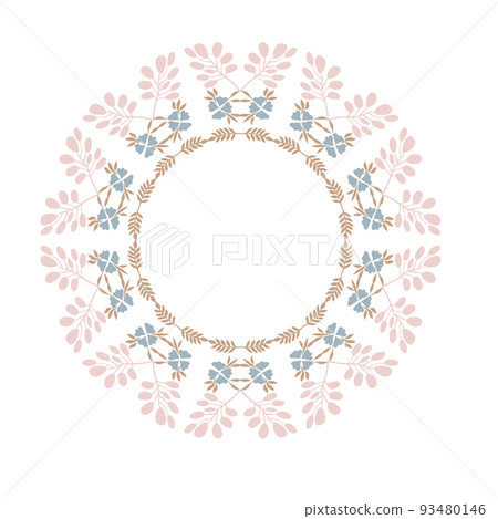 Vector illustration with floral frame silhouette. Herbal elements in circle. Decorative element for card, sticker, wall decor, poster Vector illustration with floral frame silhouette. Herbal elements in circle. Decorative element for card, sticker, wall decor, poster 93480146