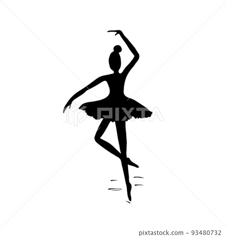 Ballerina ballet dancer dancing in tutu skirt black silhouette on white background Ballerina ballet dancer dancing in tutu skirt black silhouette on white background 93480732