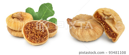 dried fig isolated on white background with clipping path and full depth of field. Set or collection 93481108
