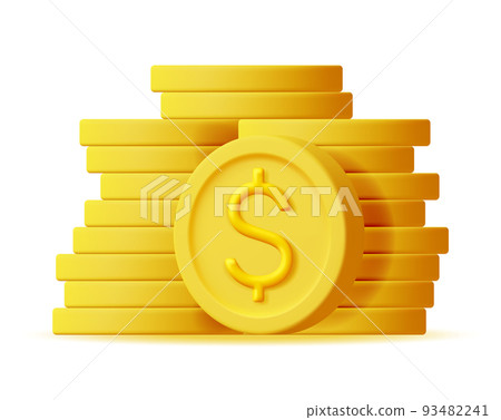 3D Stack of Gold Coins Icon Isolated. - Stock Illustration [93482241 ...