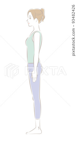 Sideways woman standing in correct posture 93482426