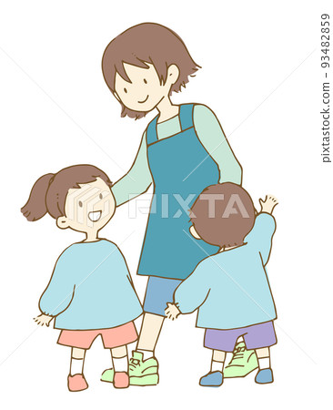 幼兒園/托兒所教師和兒童卡通 93482859