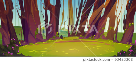 Forest glade cartoon nature background, landscape Forest glade cartoon nature background, landscape 93483308