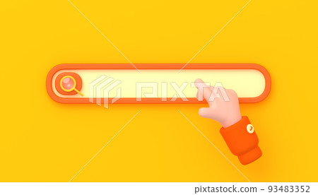 3d render search bar with pointing hand and glass 93483352