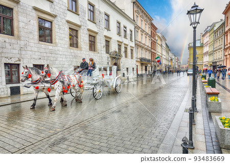 Astonishing cityscape of Main market square in Krakow. Astonishing cityscape of Main market square in Krakow. 93483669