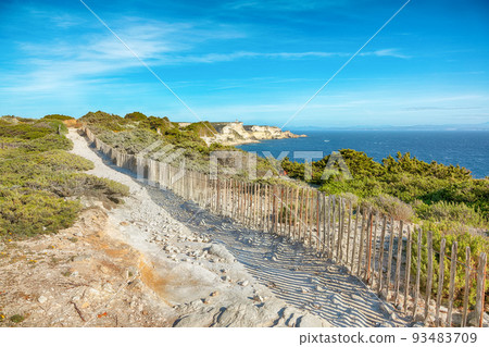 Fantastic view of cliffs near old town Bonifacio. Fantastic view of cliffs near old town Bonifacio. 93483709