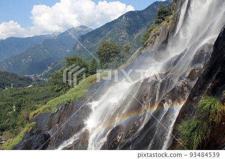 Smashing waterfall with rainbow 93484539