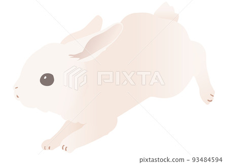 可愛的白兔切跳的矢量圖解 可愛的白兔切跳的矢量圖解 93484594