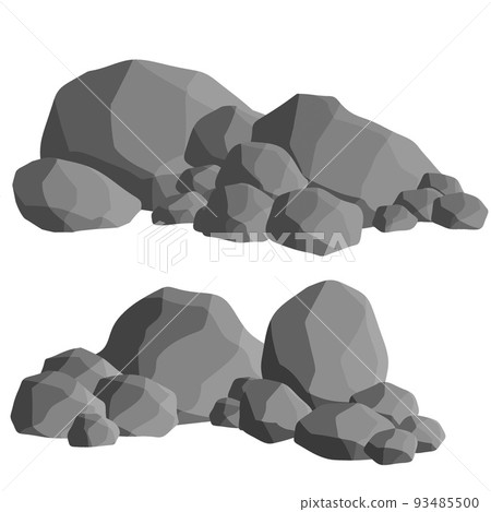 Set of gray granite stones of different shapes. Set of gray granite stones of different shapes. 93485500