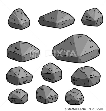 Set of gray cartoon granite stones 93485501