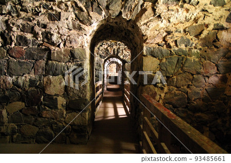 The medieval corridor passage in the stones 93485661