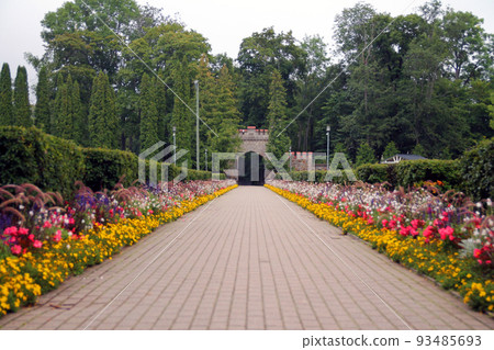 The new gate of Sigulda with the colored flowers 93485693