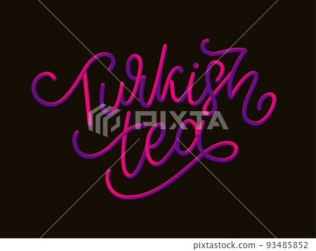 Turkish traditions of tea ceremony. Tea time. Decorative elements for your design. Vector Illustration with oriental cup on white background. 93485852