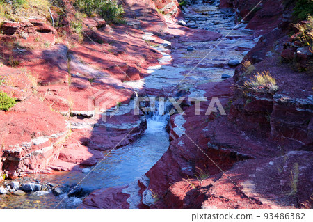 The line designed by the water on the red rock of the Canyon The line designed by the water on the red rock of the Canyon 93486382