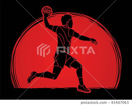 Handball Sport Male Player Action Cartoon Graphic Vector 93487063