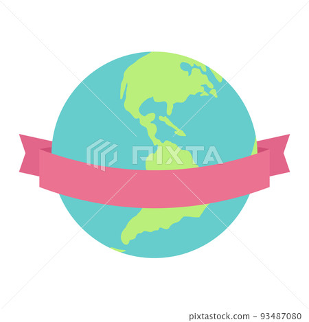 Illustration of the earth wrapped with a pink ribbon Illustration of the earth wrapped with a pink ribbon 93487080