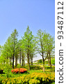 公園風景——樹木、草地、建築物等。 93487112