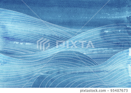 Background material blue ink brush stroke ink wave 93487673