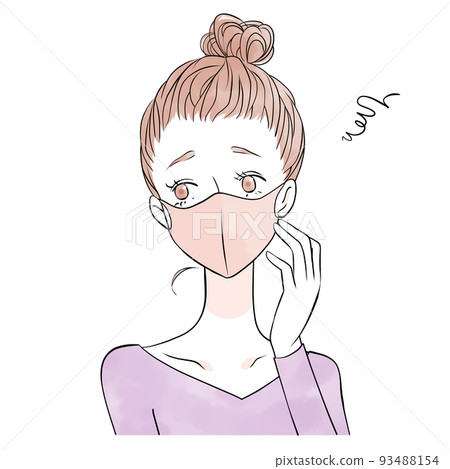 Mask woman (skin trouble) (watercolor style) 93488154