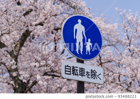 Road sign dedicated to pedestrians, excluding bicycles Road sign dedicated to pedestrians, excluding bicycles 93488221
