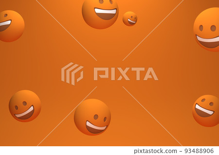 Simple background with flying emoji smiles with copy space in center Simple background with flying emoji smiles with copy space in center 93488906