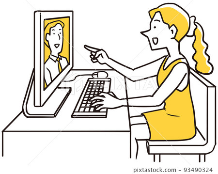 開遠程會議的女人 93490324