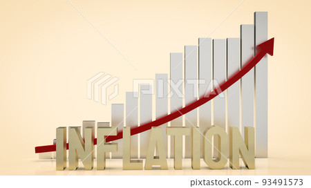 The gold inflation and chart for business concept 3d rendering The gold inflation and chart for business concept 3d rendering 93491573