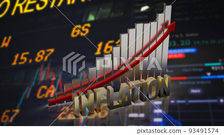 The gold inflation and chart for business concept 3d rendering 93491574