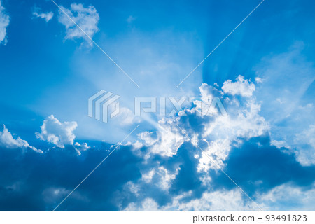 Summer cloud light beam image Summer cloud light beam image 93491823