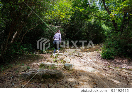 穿著運動服練習越野跑的女人 93492455