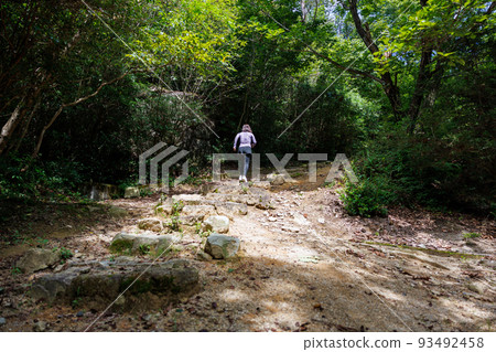 穿著運動服練習越野跑的女人 93492458