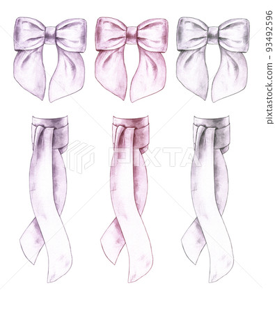 Watercolor account of bows and ribbons for bouquets 93492596