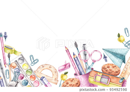 Watercolor background back to school 93492598