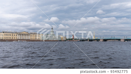 Panorama of St. Petersburg, view from the Neva River to Vasilievsky Island Panorama of St. Petersburg, view from the Neva River to Vasilievsky Island 93492775