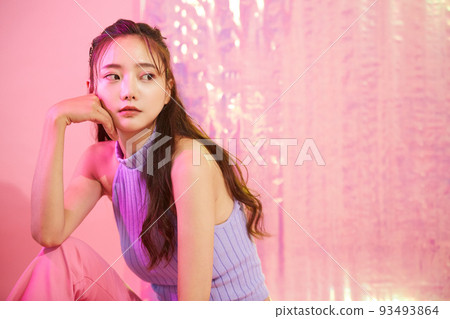 Colorful beauty portrait of young woman Colorful beauty portrait of young woman 93493864