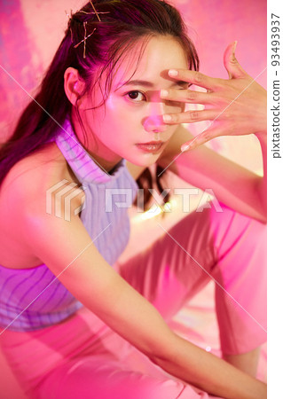Colorful beauty portrait of young woman Colorful beauty portrait of young woman 93493937