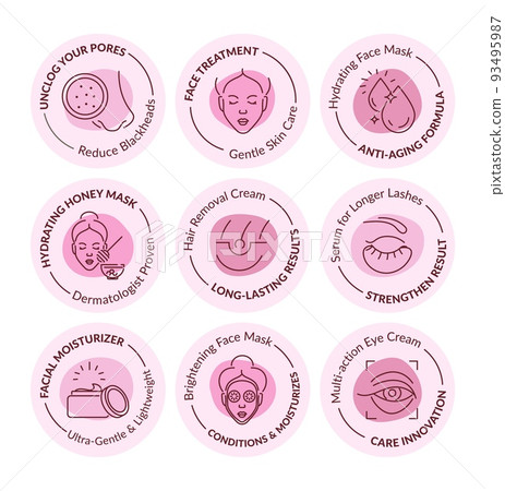 Sticker design set for skin care products Sticker design set for skin care products 93495987