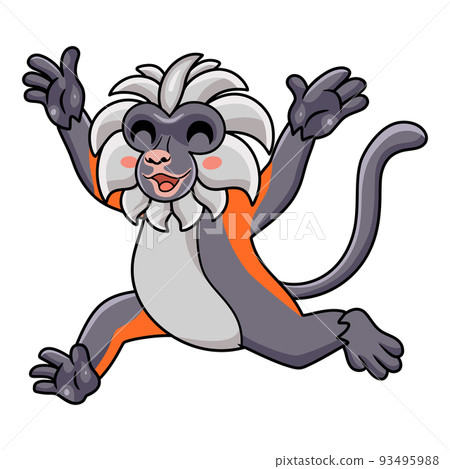 Cute zanzibar red colobus monkey cartoon running Cute zanzibar red colobus monkey cartoon running 93495988