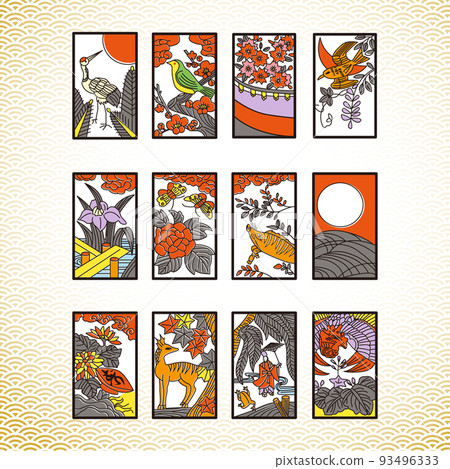 Hanafuda 12 months set Seigaiha - Stock Illustration [93496333] - PIXTA