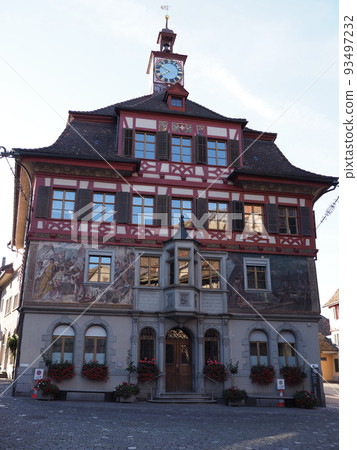 Town hall in Stein am Rhein village in Switzerland - vertical Town hall in Stein am Rhein village in Switzerland - vertical 93497232